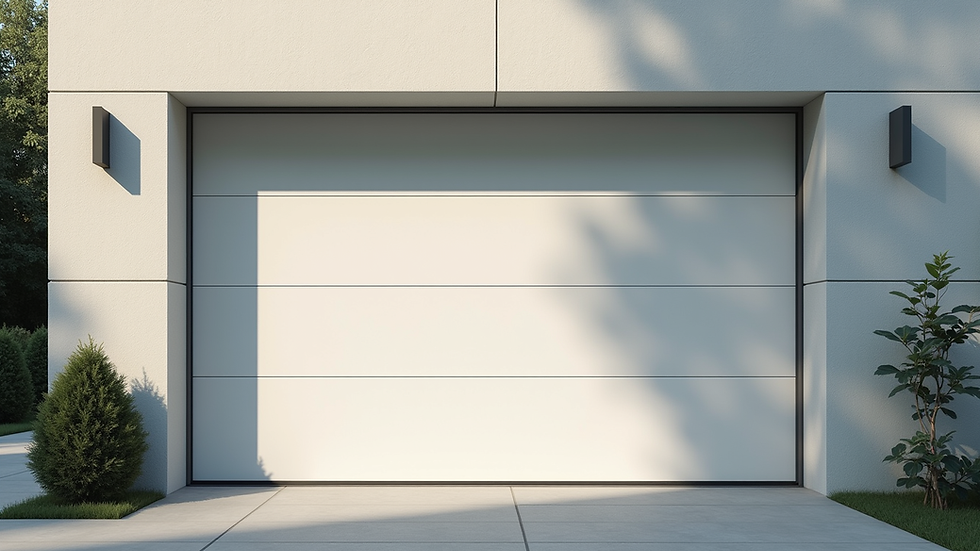 Eye-level view of a modern garage door with clean design