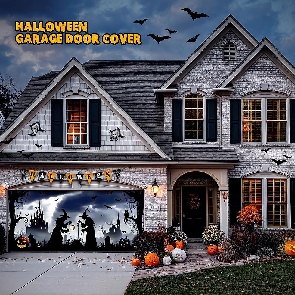 7x16ft Halloween Garage Door Cover, Large Banner for 2-Car Garage Door