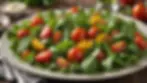 A seasonal salad featuring fresh greens and heirloom tomatoes