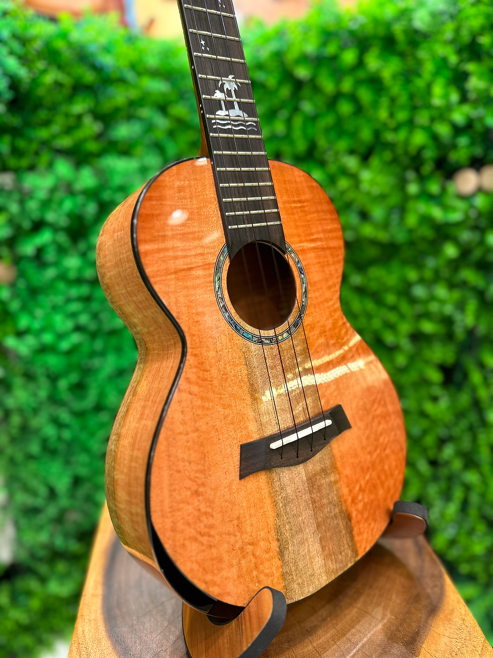 サムネイル： Kamehameha Ukulele KT-1 #4 ALL SOLID CURLY TRUE MAHOGANY TENOR w/electric pickup