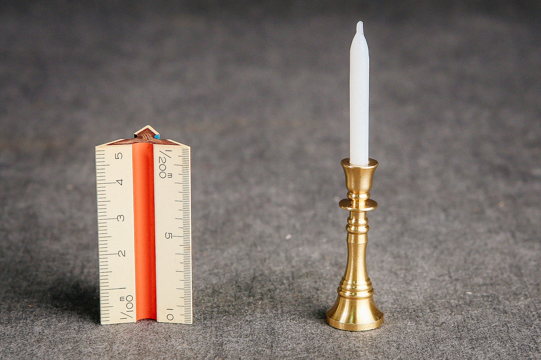 Dollhouse Miniature Candlestick Brass W/Candle