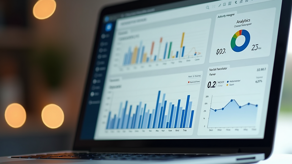 Eye-level view of a laptop screen showing website analytics dashboard