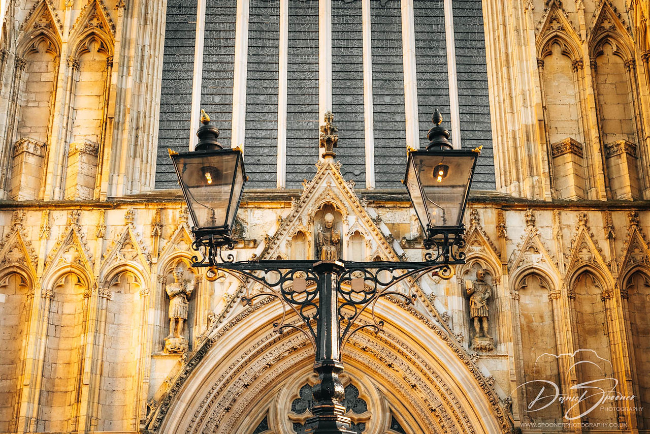 York Minster front west view with lanterns as subject