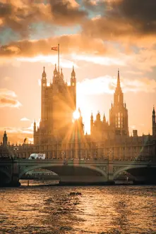 Westminster over Tower Bridge Sunset