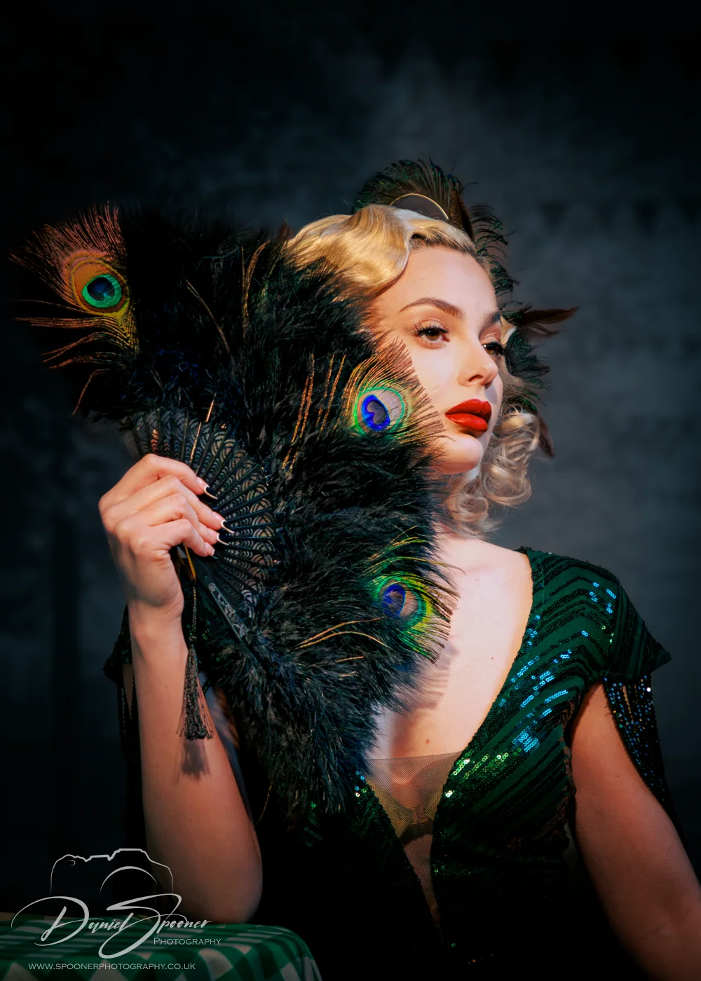 Roxana Pamela in 1920's fashion with Peacock fan Portrait