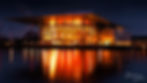 Copenhagen Opera House Night time reflections on the river