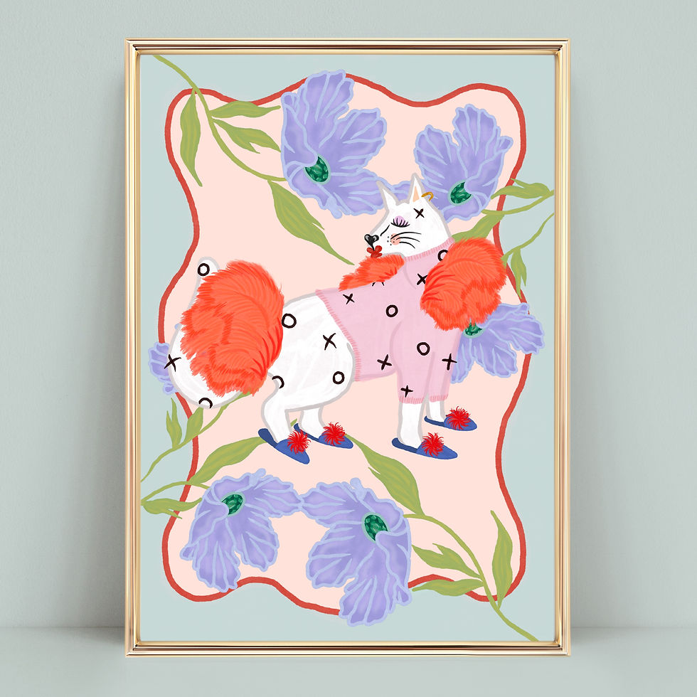 Thumbnail: XO Hugs & Kisses Cat Art Print