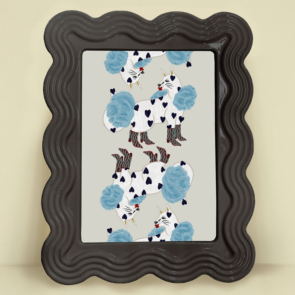 Thumbnail: Heart Patterned Fancy Cats Art Print