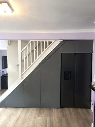 Under-stair storage with fridge