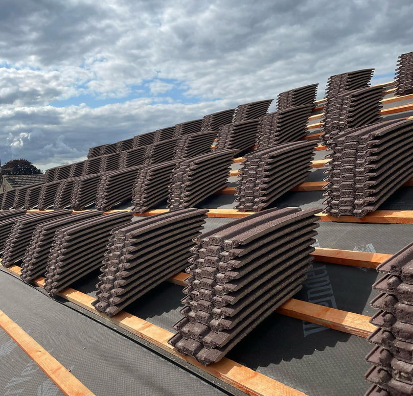 Slates lined up for new roof