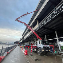 pumping concrete at a motorway