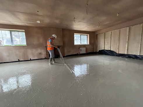 Under floor heating pipes covered in floor screed