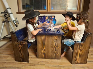 Kids Tables. Gaming kids tables with epoxy finish. Kids craft tables. Solid Kids tables, Heavy duty kids tables. Dunn Mountain Custom Cont. Post Falls ID