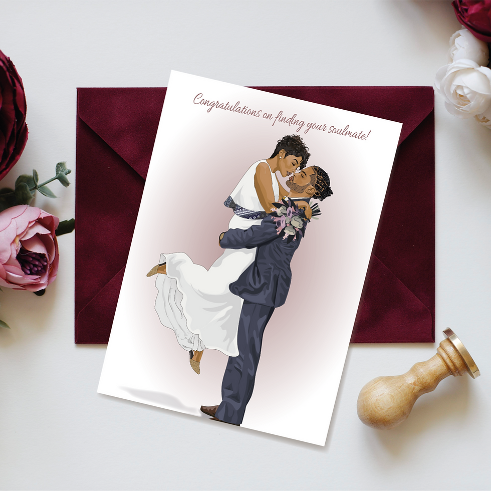 Thumbnail: Product shot of bride and groom wedding card