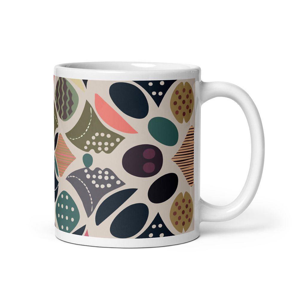 Mosaic Melody floral-inspired pattern on an 11oz ceramic mug
