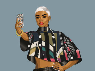 Selfie Queen greeting card illustration.