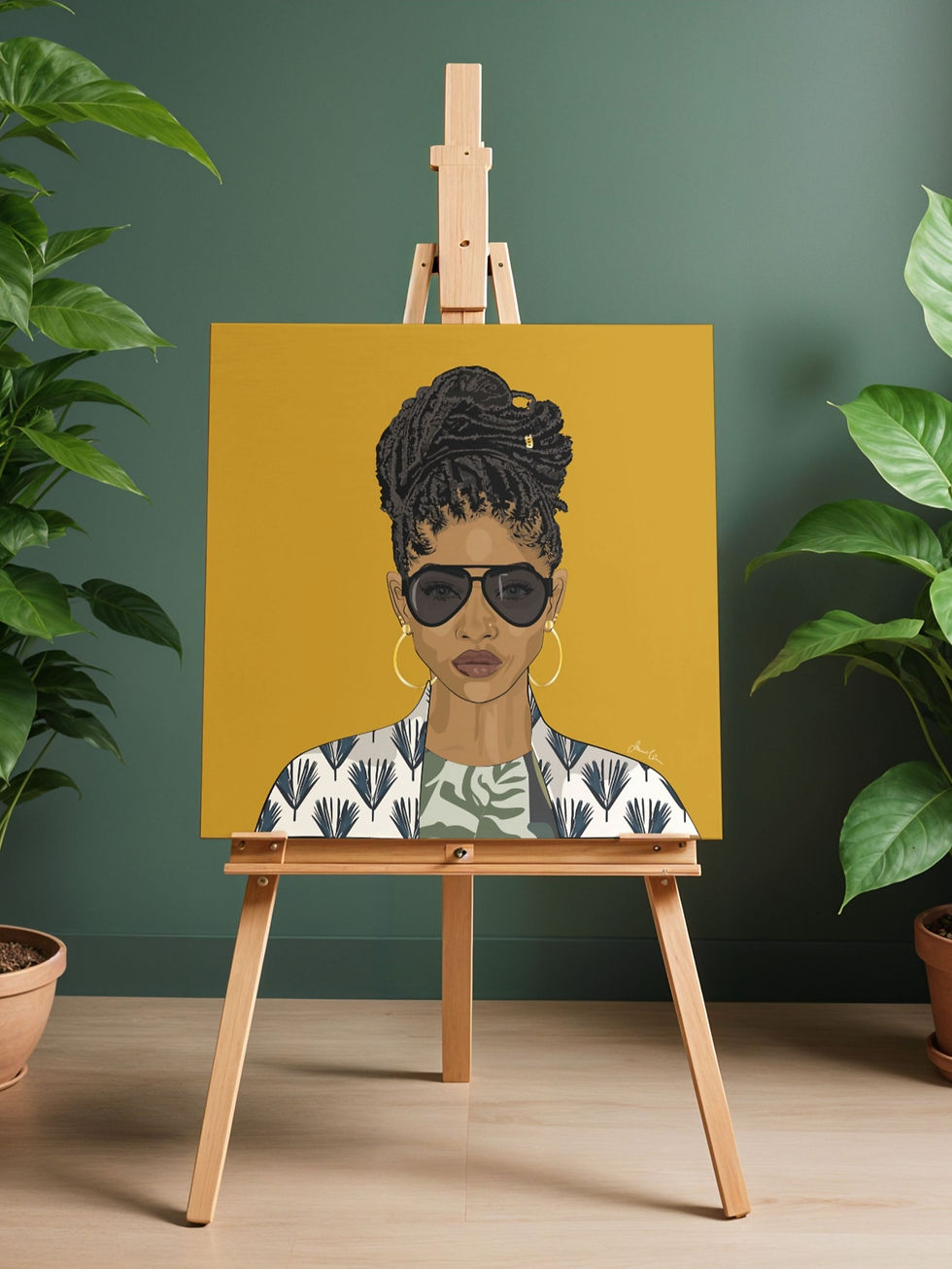 Unapologetically black woman art print on an easel.