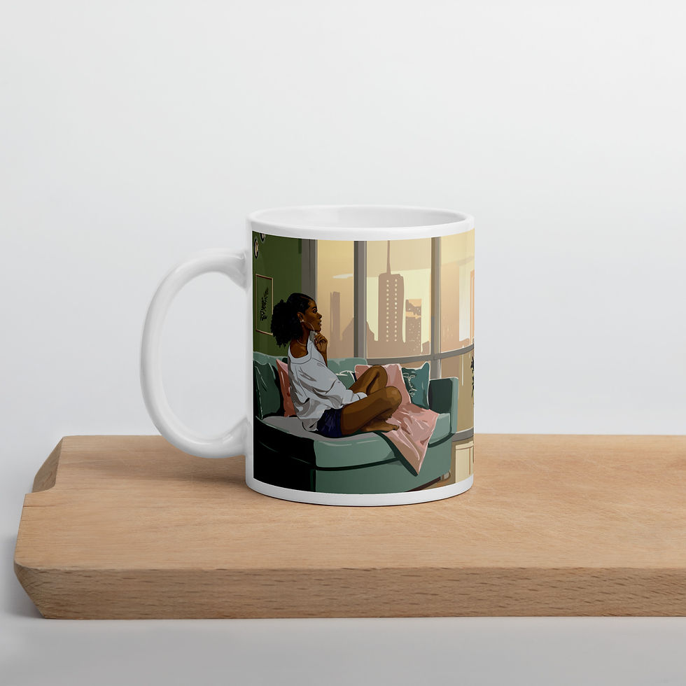 Window of Serenity glossy mug on cutting-board-jpg
