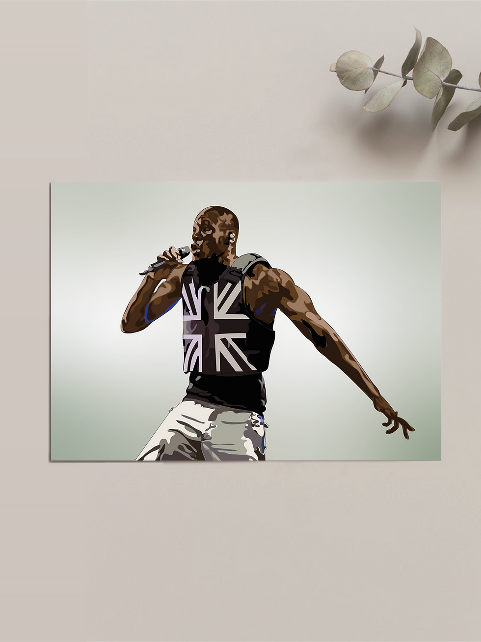 Illustrated greeting card featuring Stormzy, influential British grime artist and cultural icon.
