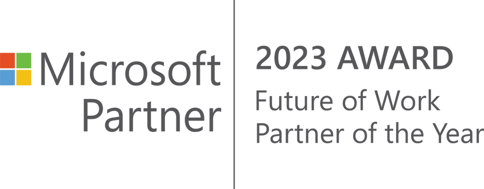 Microsoft Partner badge for 2023 Award Future of Work Partner of the Year