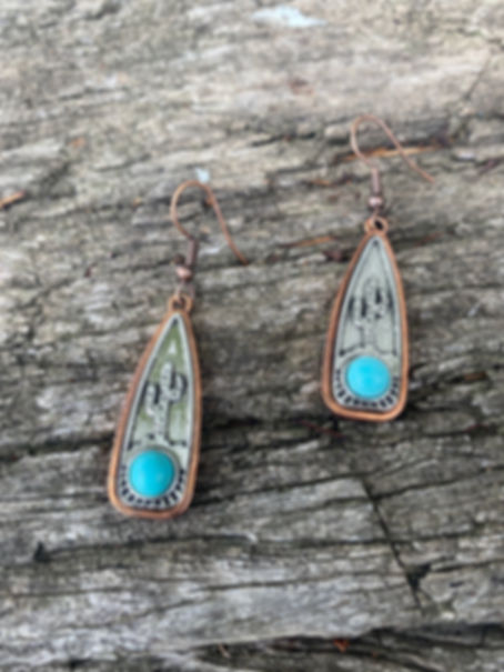 Cactus Copper/Silver Earring
