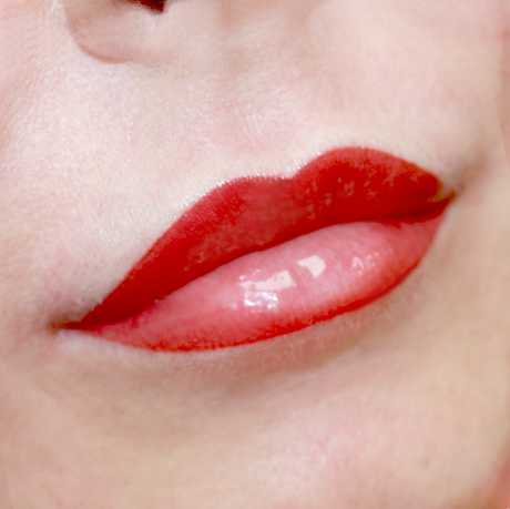 Lip blush immediately after treatment — colour looks stronger at first