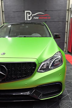Matte green Mercedes-Benz front end at Pure Bespoke in Montreal