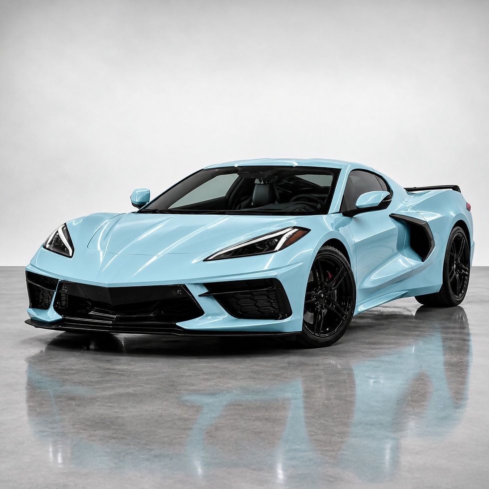 Metal Cold Crystal Light Blue Color PPF applied to a Chevrolet Corvette by Bespoke Wraps