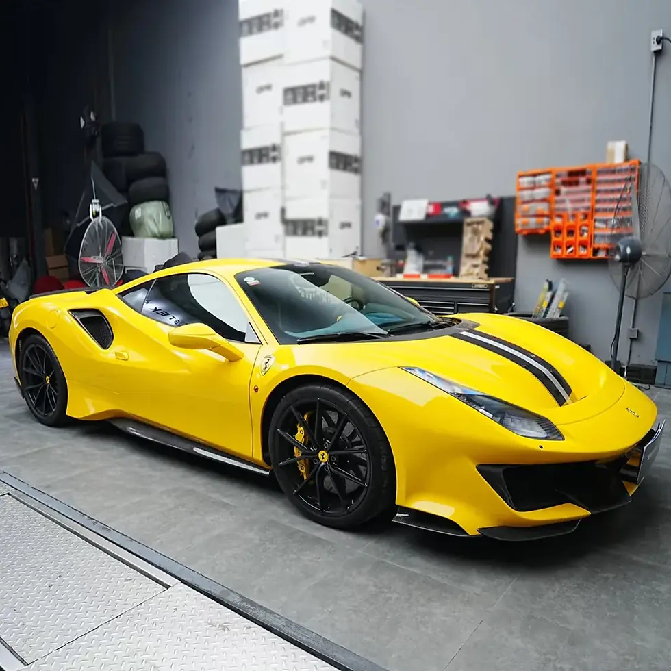 Miniature : Paint Finish Modena Yellow Color PPF by Bespoke Wraps applied to a Chevrolet Corvette, front three-quarter view