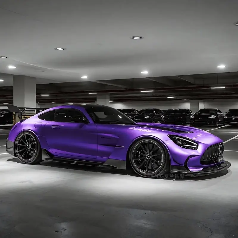 Miniature : GT Violet Color PPF on a Mercedes sports car showing the vivid purple gloss finish by Bespoke Wraps