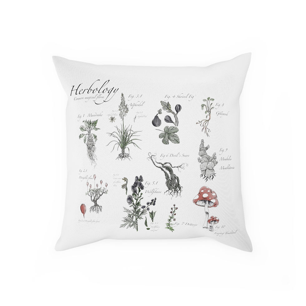 Herbology Watercolor Throw Pillow