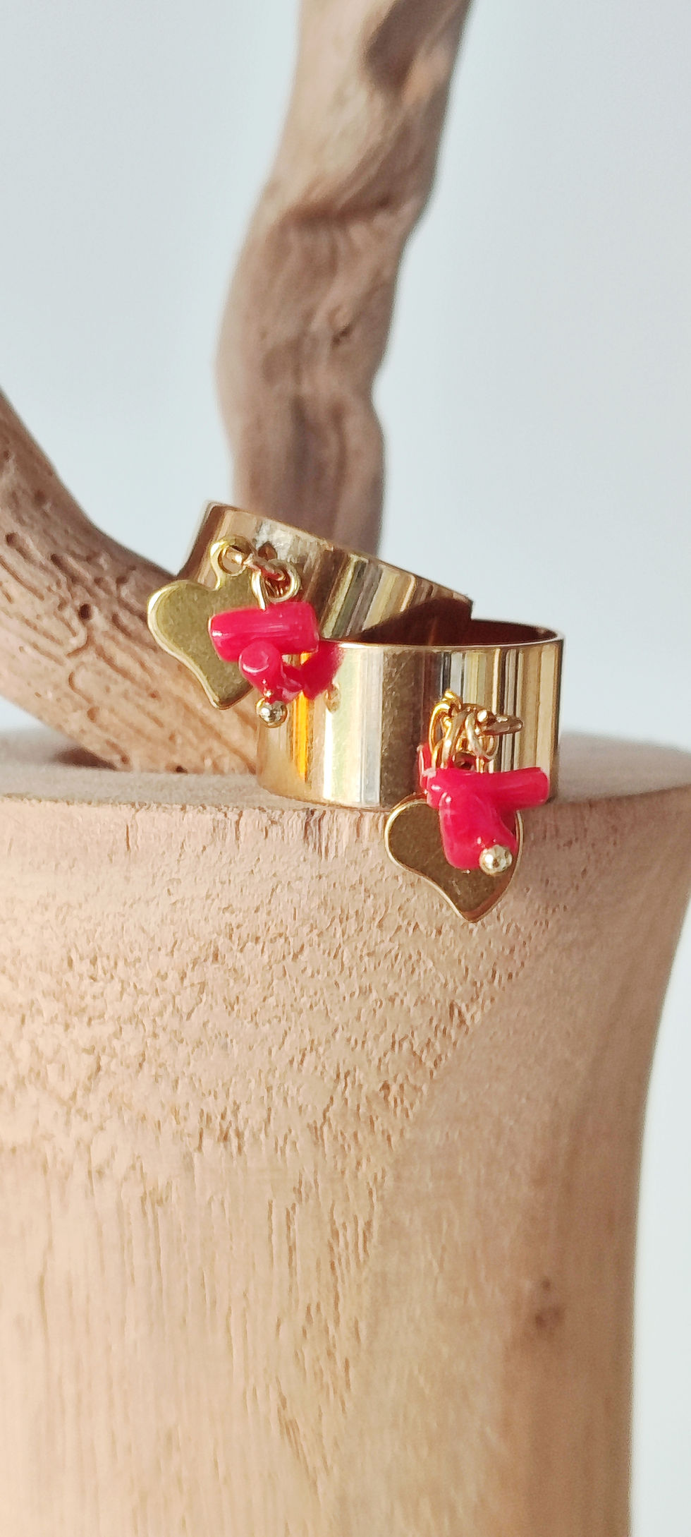 Miniature : Bague corail et cœur.