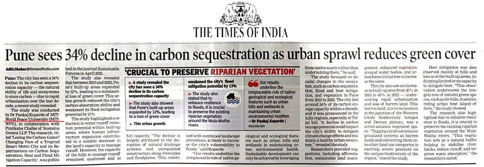 Losing the carbon game? Changing face of a tropical smart metro city and its repercussions on carbon sequestration, heat and flood mitigation capacity