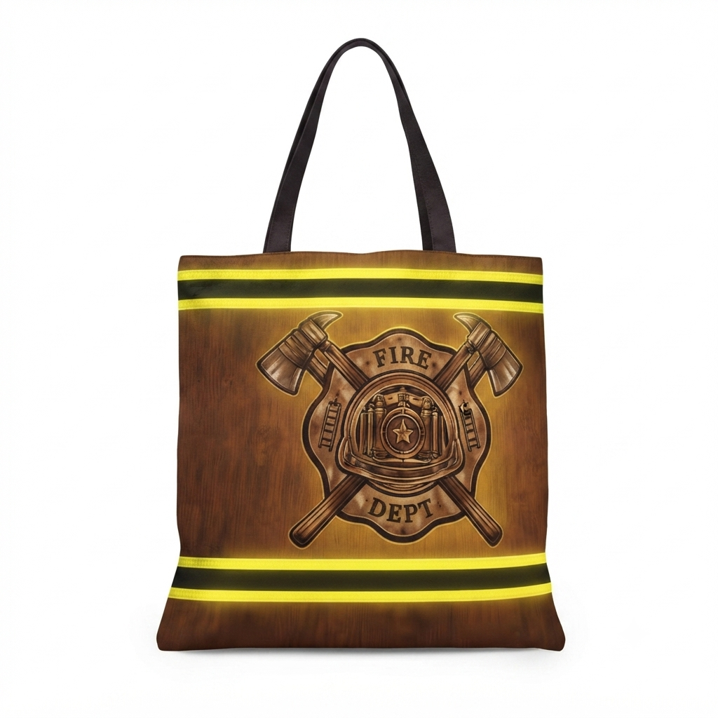 Fire Department Emblem Print Tote Bag 