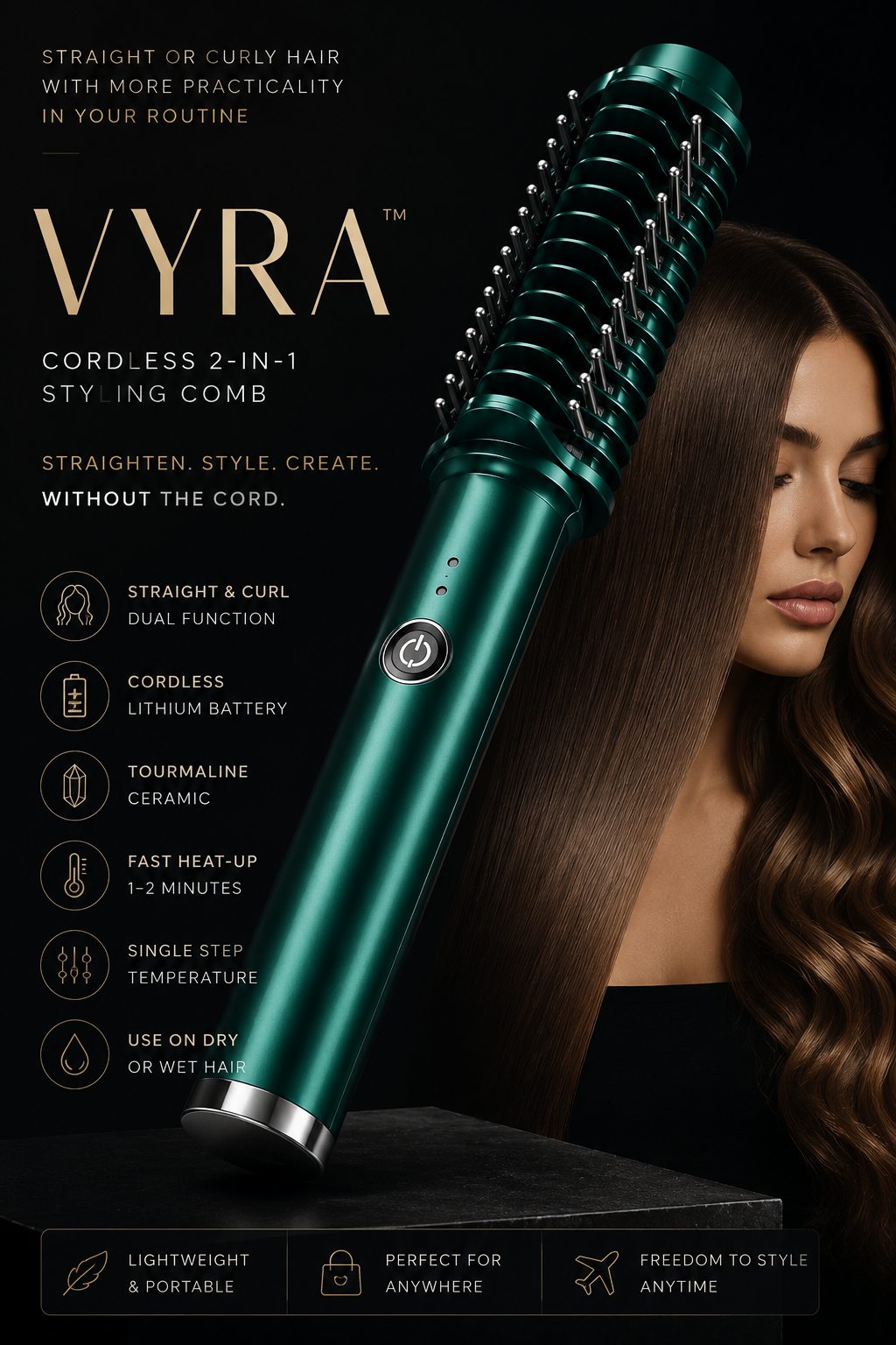 VYRA™ | Cordless 2-in-1 Styling Comb