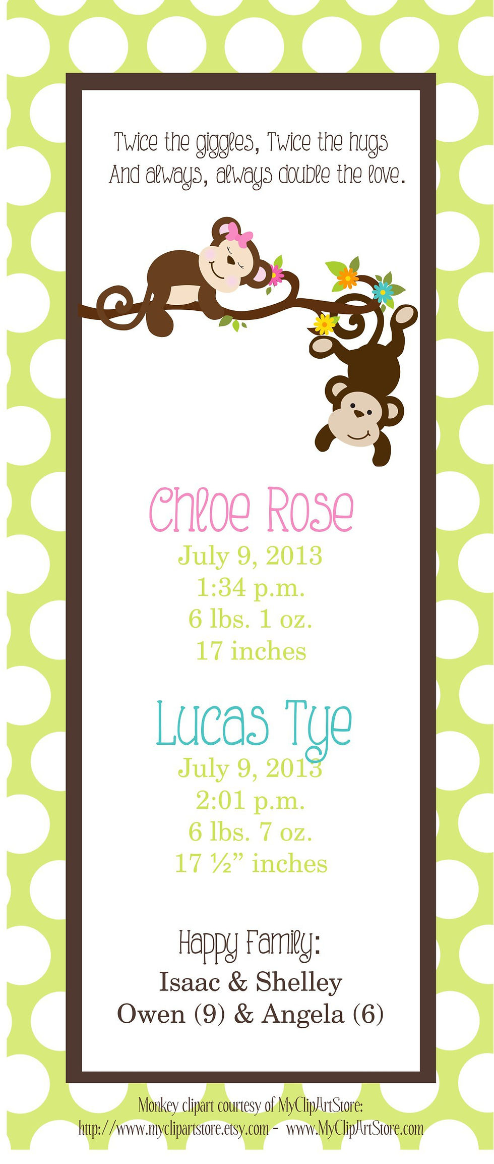 #170 - Twin Monkey - $.70