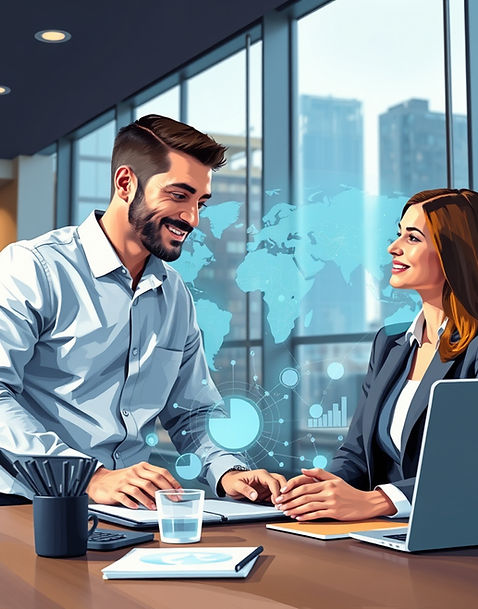 Create professional image showing two bu