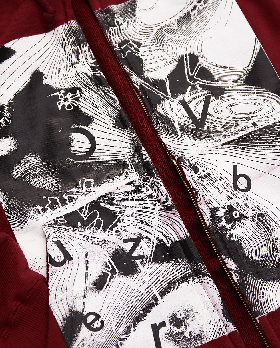 サムネイル： Cosmic-Blossom Zip Hoodie /  Burgundy