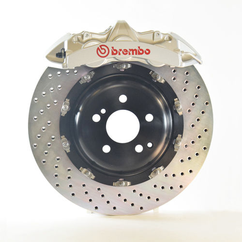 Miniaturbild: 4-Kolben Brembo 380mm Bremsanlage Dodge Magnum HA gelocht geschlitzt rot schwarz silber gelb