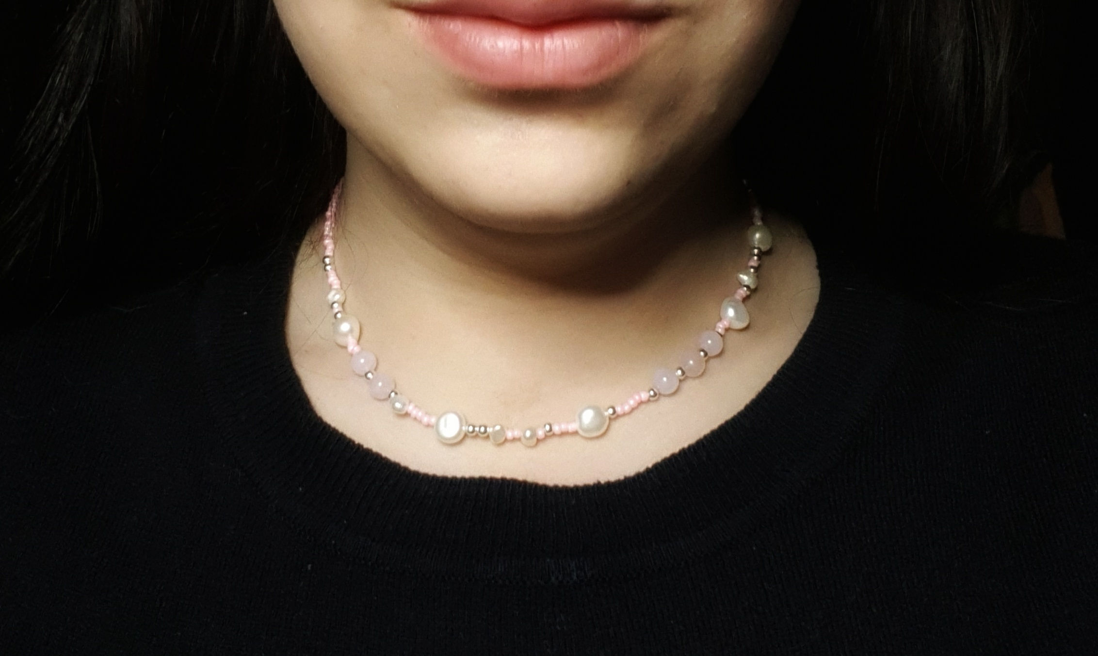 Fresh Water Pearl & Rose Quartz Necklace