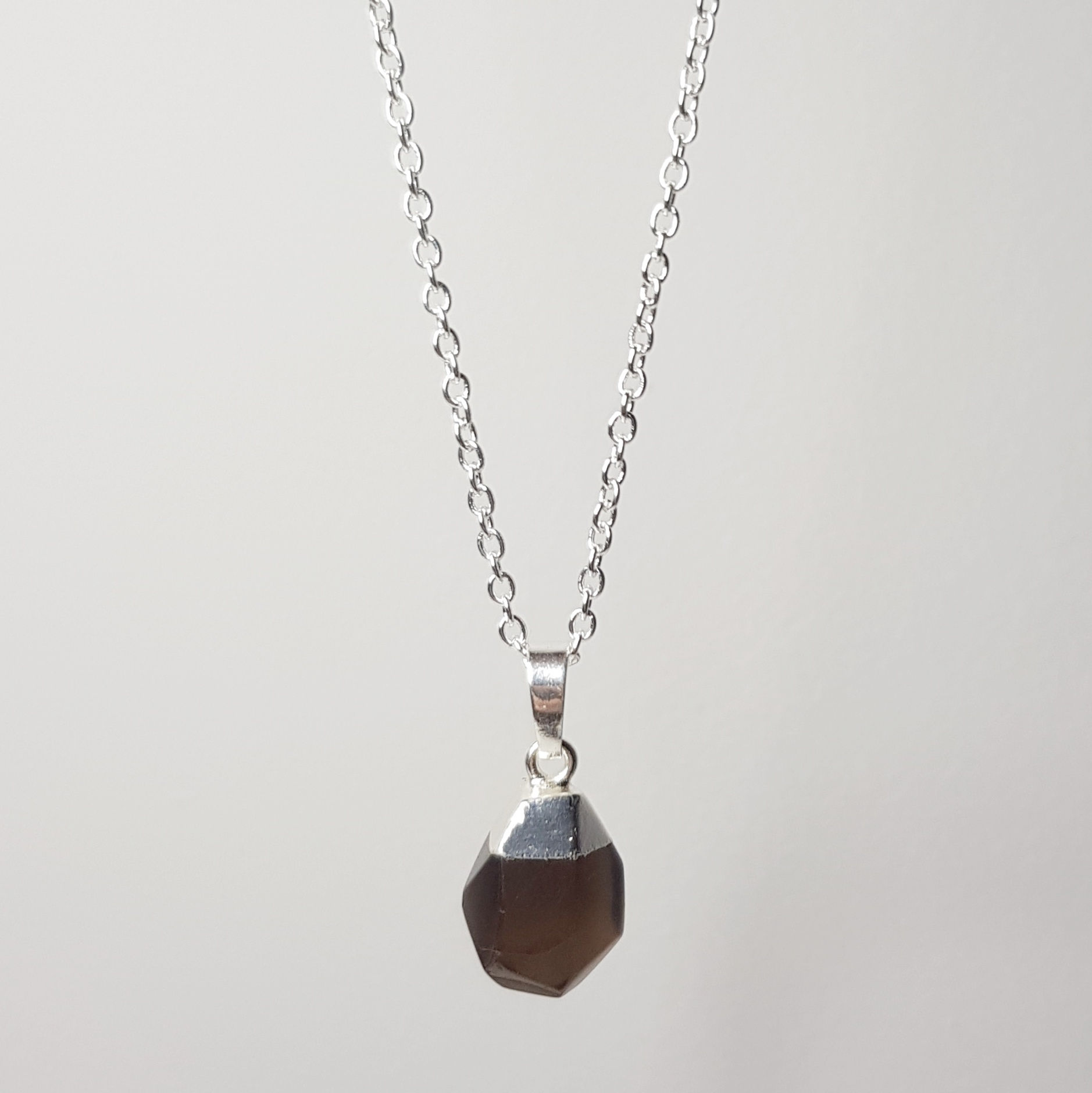 Smoky Quartz Silver Topped Necklace