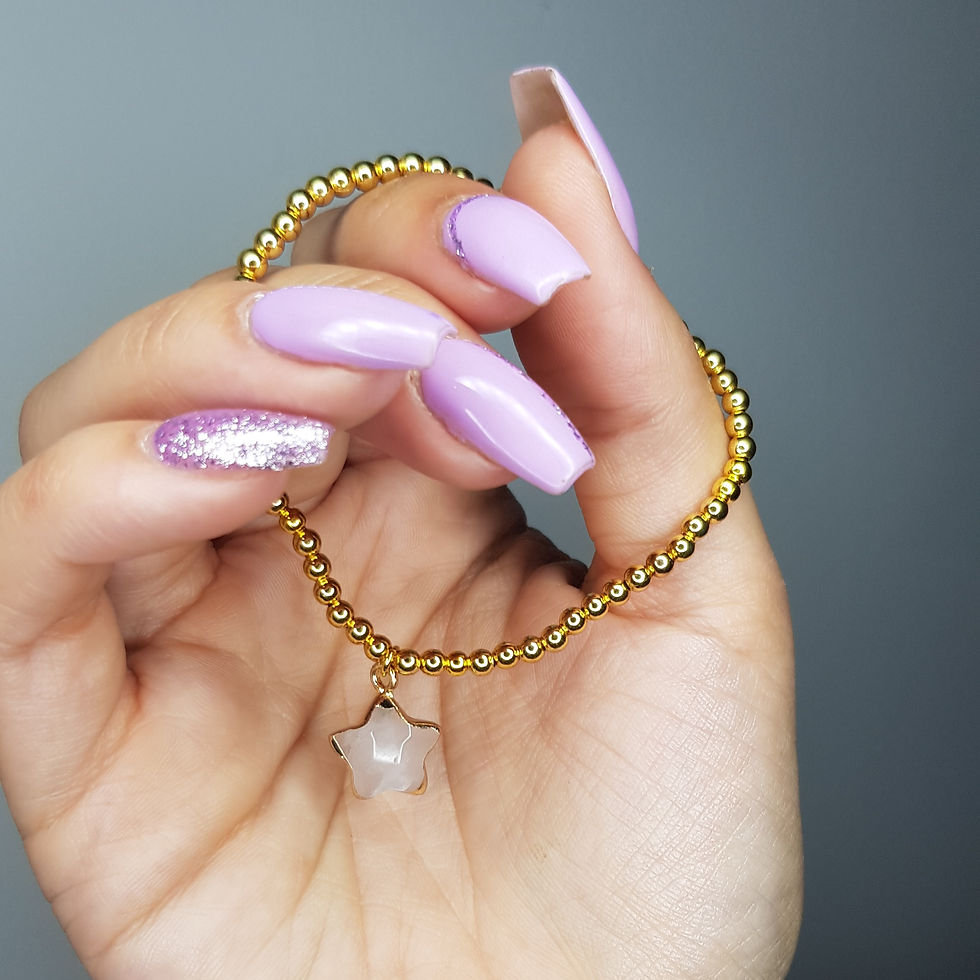 Thumbnail: Rose Quartz Star Charm Bracelet