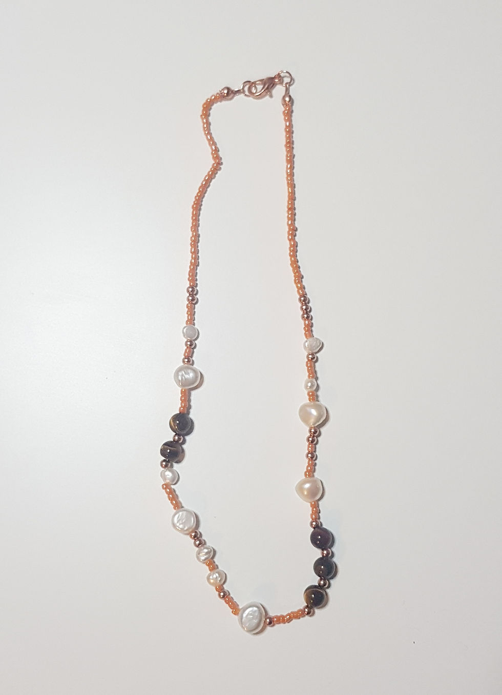Thumbnail: Fresh Water Pearl & Tiger's Eye Necklace