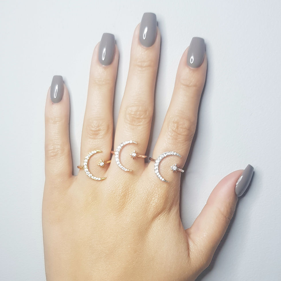 Thumbnail: Crescent Moon & Star Ring
