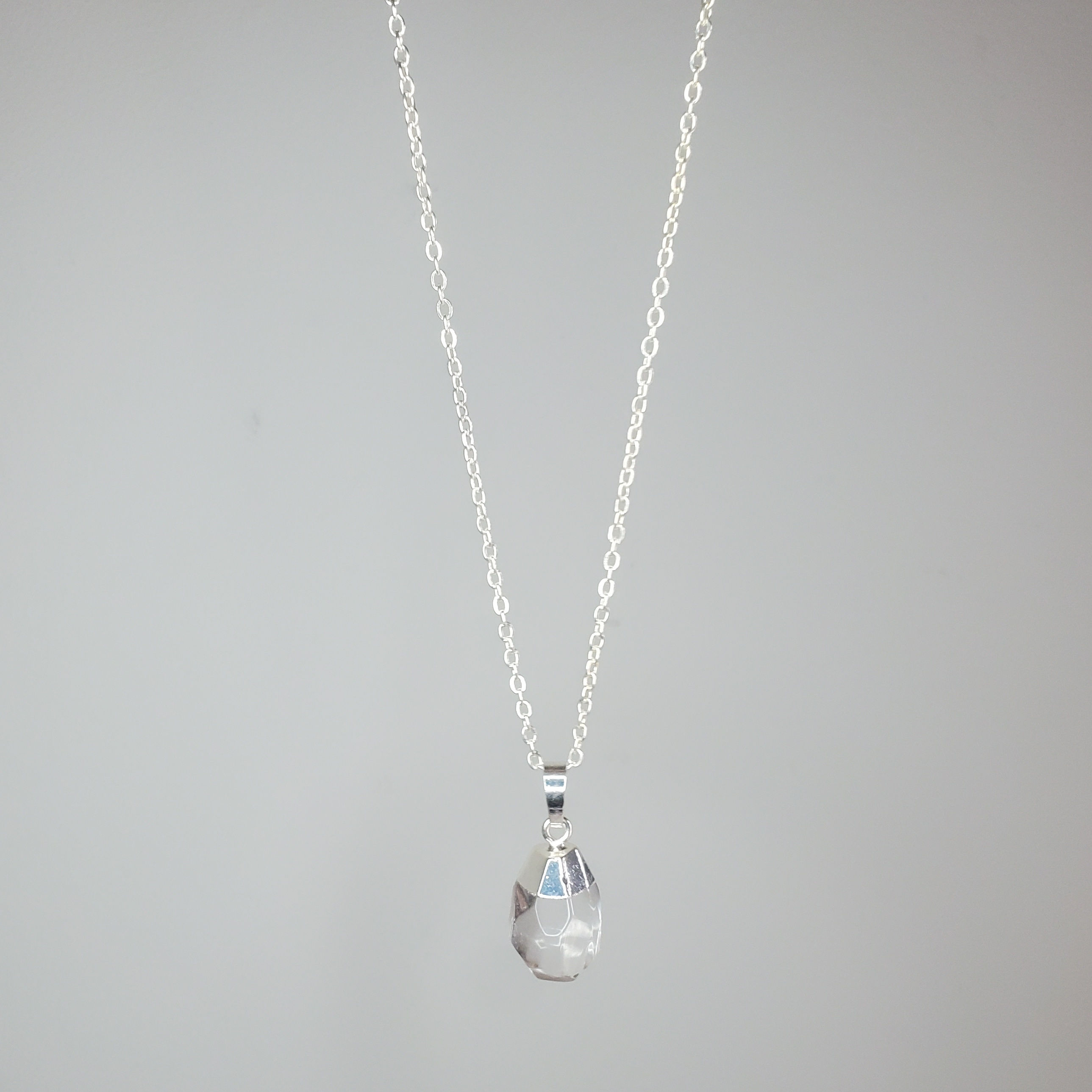 Clear Quartz Silver Topped Necklace
