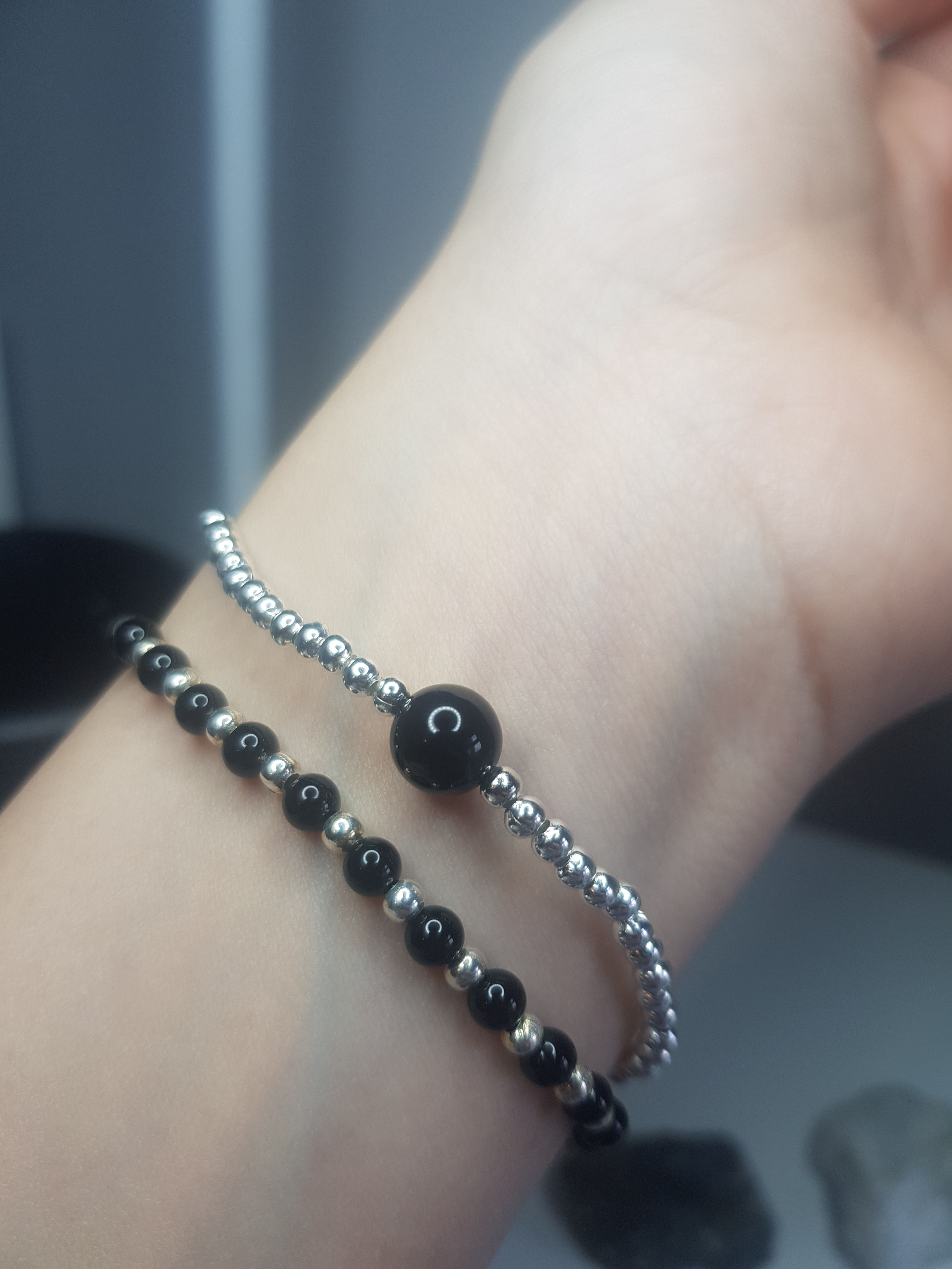 Onyx Stacker Bracelet Set