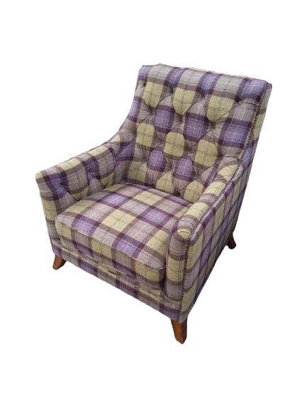 Thumbnail: Rogers of York Armchair in Button Purple Tartan 