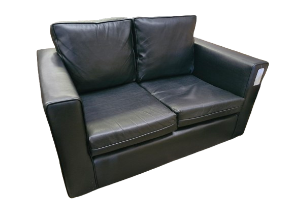 Black Faux Leather 2 Seater Sofa
