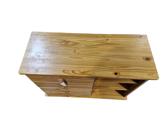 Thumbnail: Pine 4 Drawers Chest of Drawers with Shelves