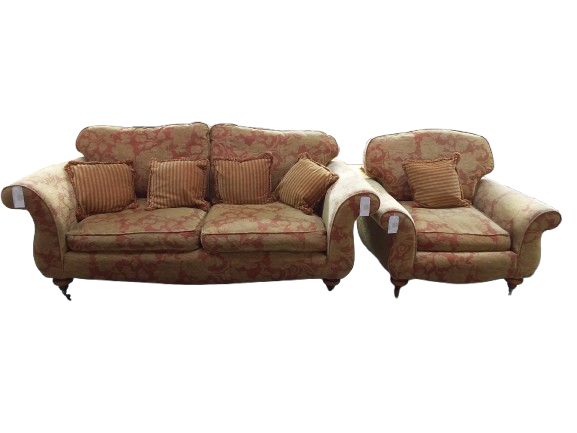 Thumbnail: Pattern Fabric 2 Seater Sofa with Armchair 